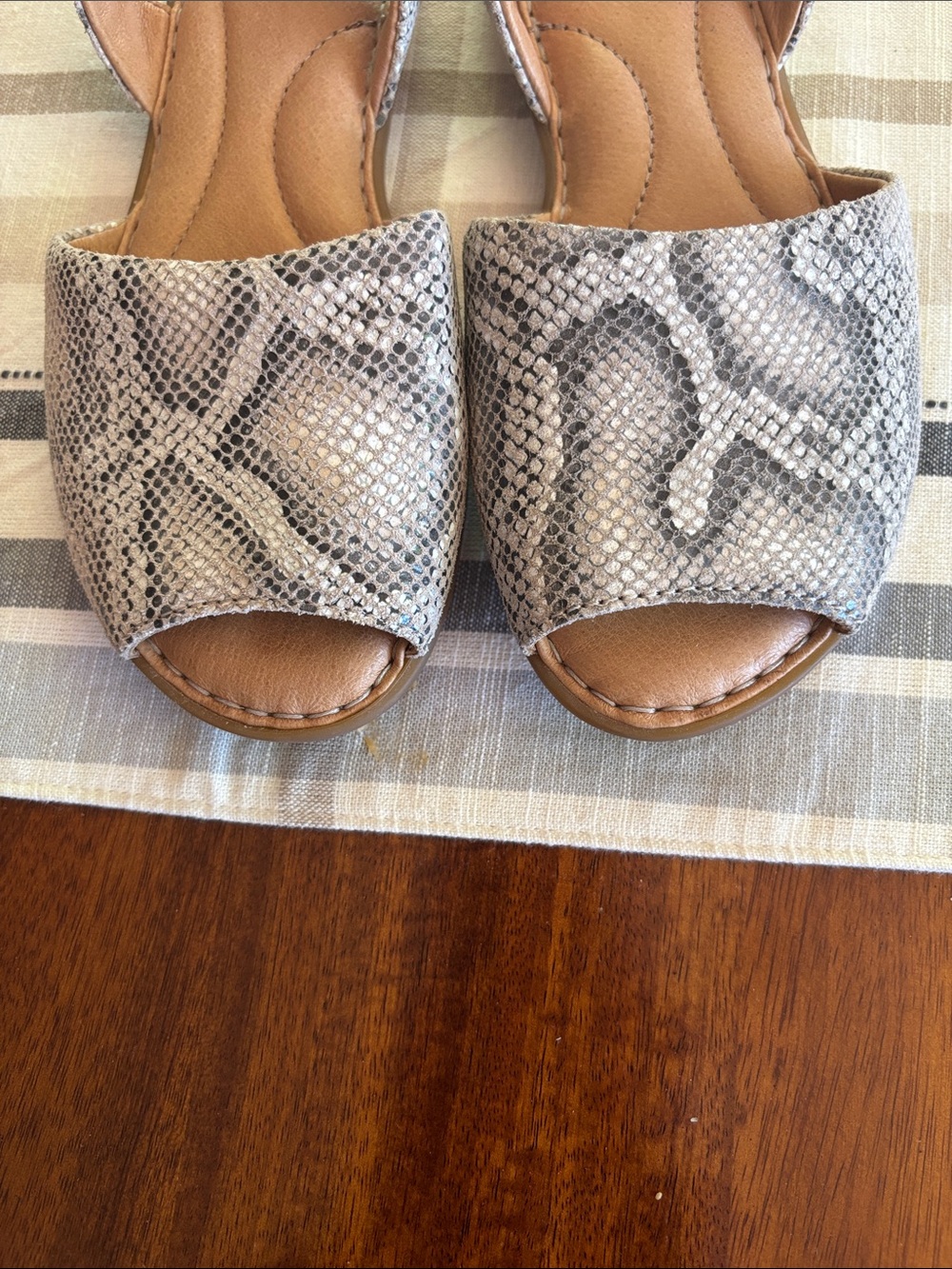 Born Snake-Print Open-Toe Slingback Sandals in Grey - Picture 3 of 5